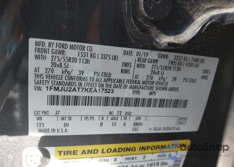 2019 Ford Expedition Limited from USA, damaged, VIN 1FMJU2AT7KEA17523